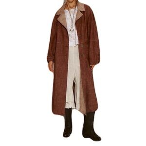 NWT Free People Small Micah Duster Button Brown Trench Long Coat Western Country